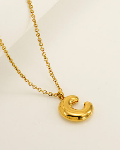 Minimalist 3D Solid A-Z Letter Gold Plated Necklace