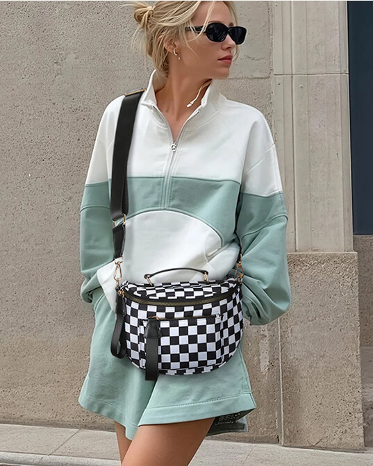 Checkered Bum Bag Crossbody Designer Belt Bags For Women - Image 2