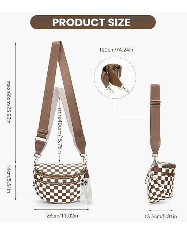 Checkered Bum Bag Crossbody Designer Belt Bags For Women - Image 5