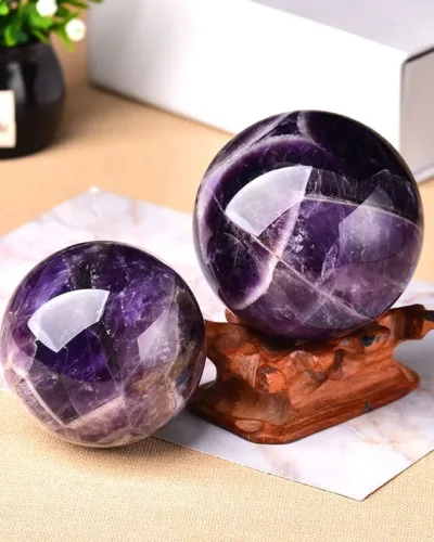 Chevron Amethyst Purple Crystal Balls Wholesale