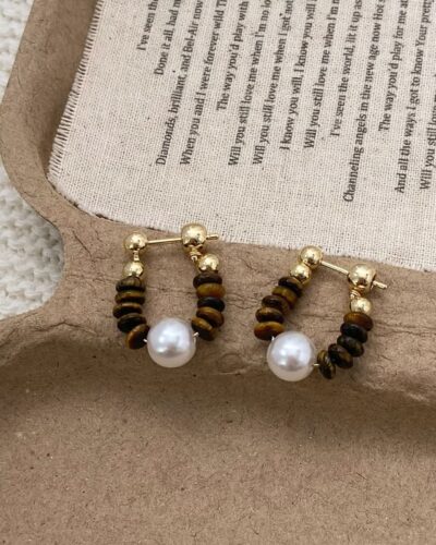 Chic Crystal Stones Beaded Pearl Hoop Earring Boho
