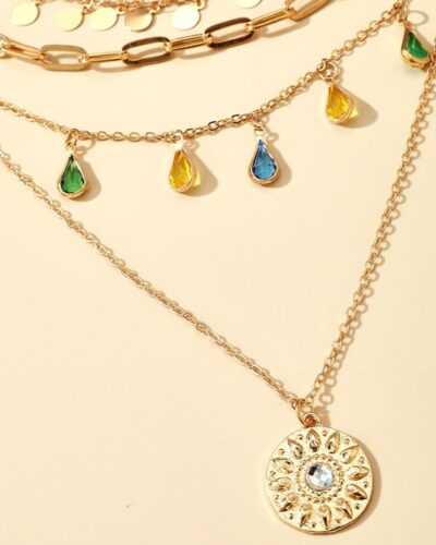 Chic Stackable 4 Layered Charm Necklace Rhinestone Coin Pendant 5 640x800 1