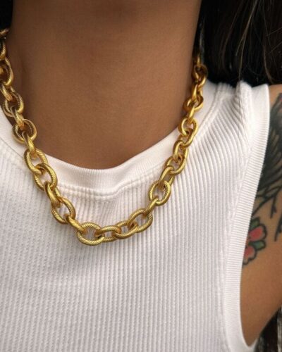 Chunky Metallic Women's Stainless Steel Link Chain Necklace