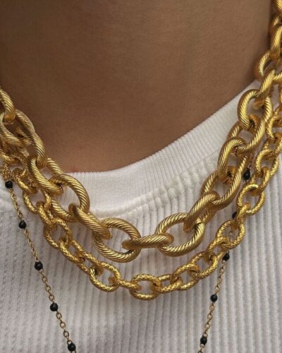Chunky Metallic Women's Stainless Steel Link Chain Necklace