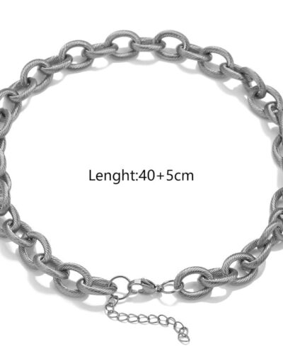 Chunky Metallic Women's Stainless Steel Link Chain Necklace
