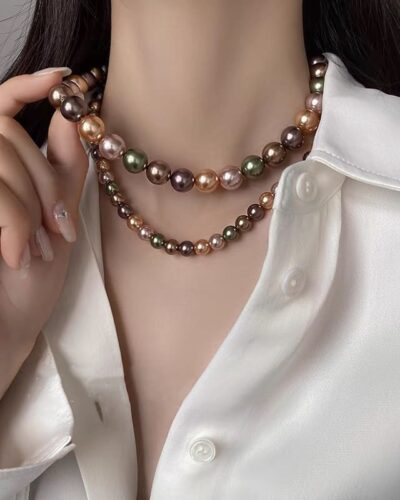 Chunky Mixed Color Faux Pearl Necklace Choker