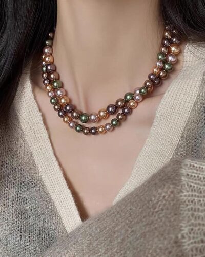Chunky Mixed Color Faux Pearl Necklace Choker