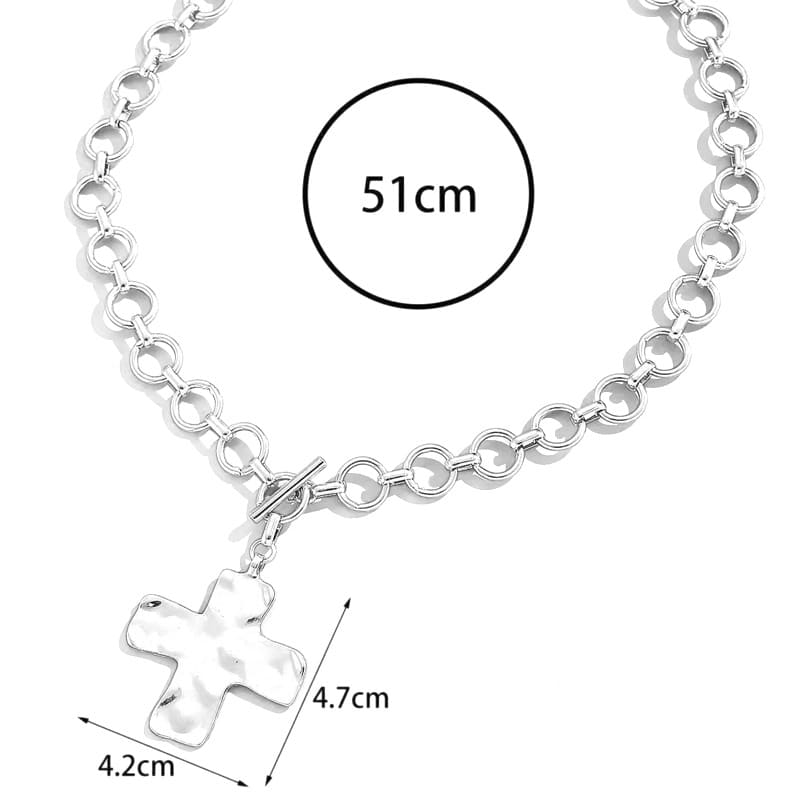 Chunky Stainless Steel Gold Cross Necklace OT Buckle 7