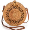 Circle Chic Boho Rattan Crossbody Bag For Holiday Dating Beach