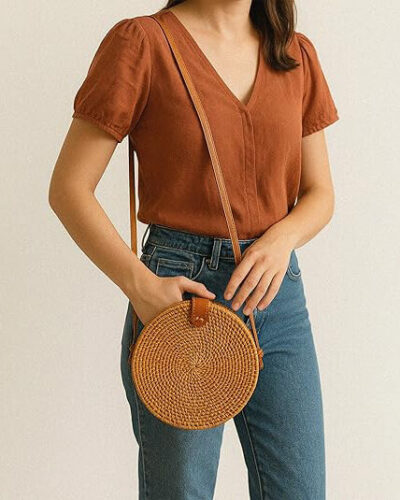 Alternatief beeld van Circle Chic Boho Rattan Crossbody Bag For Holiday Dating Beach