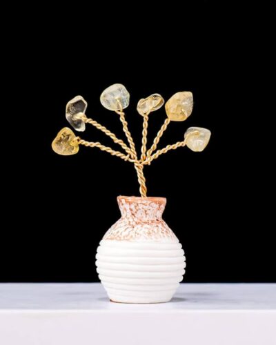 Bulk Raw Stones Crystal Tree Ornaments with Vase