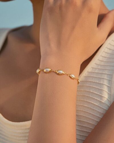 Classic 18K Gold Plated Heart Beading Pearl Bracelet
