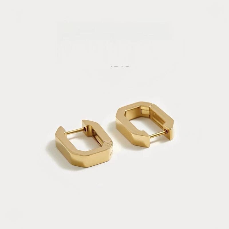 Classic Gold Geometric Hoop Earrings Simple Design