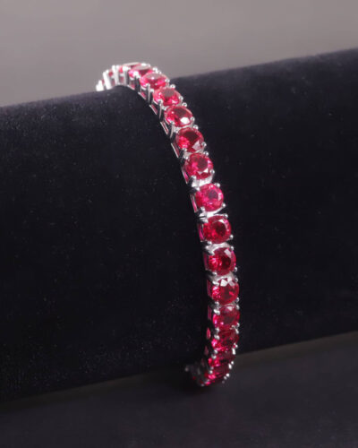 Classic Red Ruby Birthstone Tennis Bracelet 11