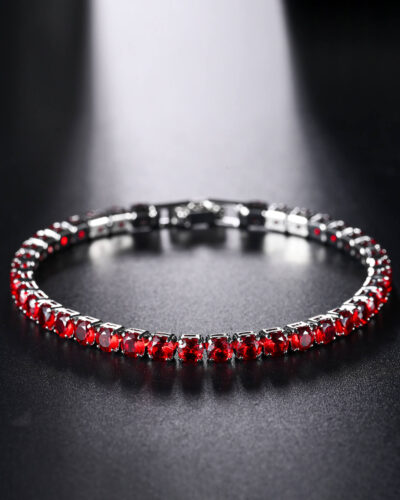 Classic Red Ruby Birthstone Tennis Bracelet Gifts for Mom Wife
