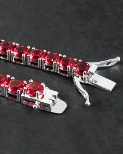 Classic Red Ruby Birthstone Tennis Bracelet 13