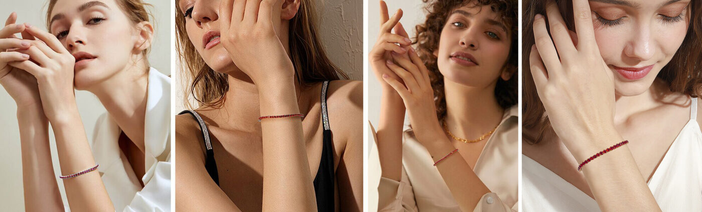 Classic Red Ruby Birthstone Tennis Bracelet 6