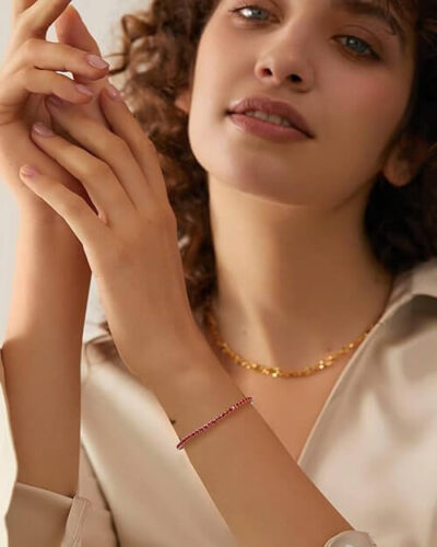 Alternative view of Classic Red Ruby Birthstone Tennis Bracelet Gifts for Mom Wife