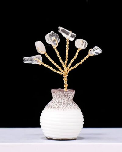 Bulk Raw Stones Crystal Tree Ornaments with Vase