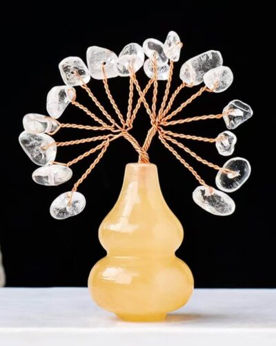 Small Crystal Ornaments Tree with Gourd-Shaped Base
