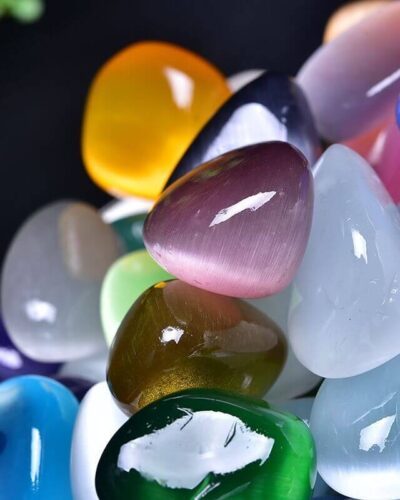 Colorful Cat eye Gemstones Bulk Tumbled Crystals