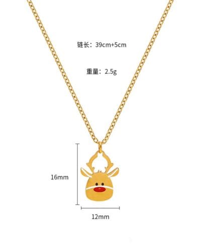 Colorful Cute Bell Santa Elk Christmas Necklace Pendant