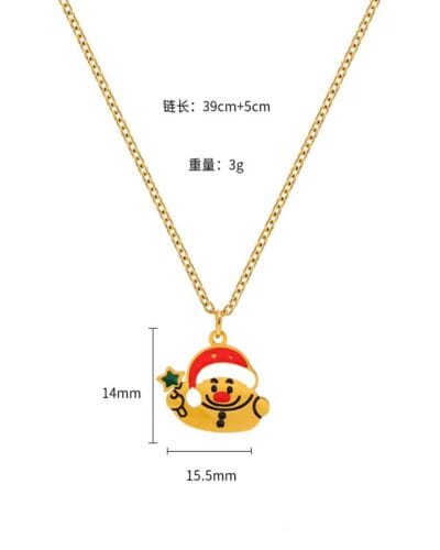 Colorful Cute Bell Santa Elk Christmas Necklace Pendant
