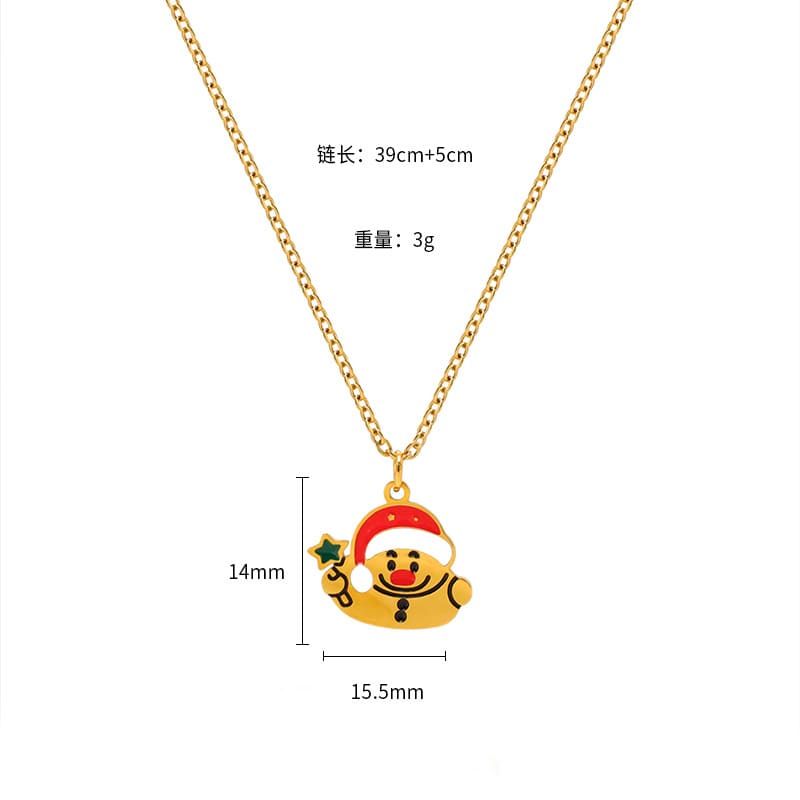 Colorful Cute Bell Santa Elk Christmas Necklace Pendant