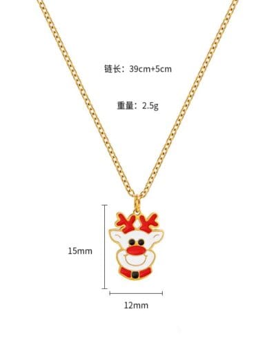 Colorful Cute Bell Santa Elk Christmas Necklace Pendant