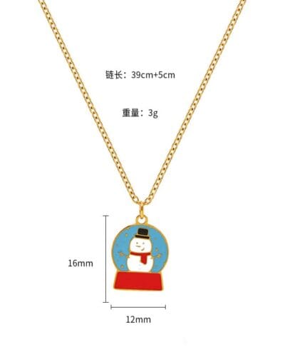 Colorful Cute Bell Santa Elk Christmas Necklace Pendant