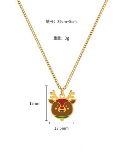 Colorful Cute Bell Santa Elk Christmas Necklace Pendant