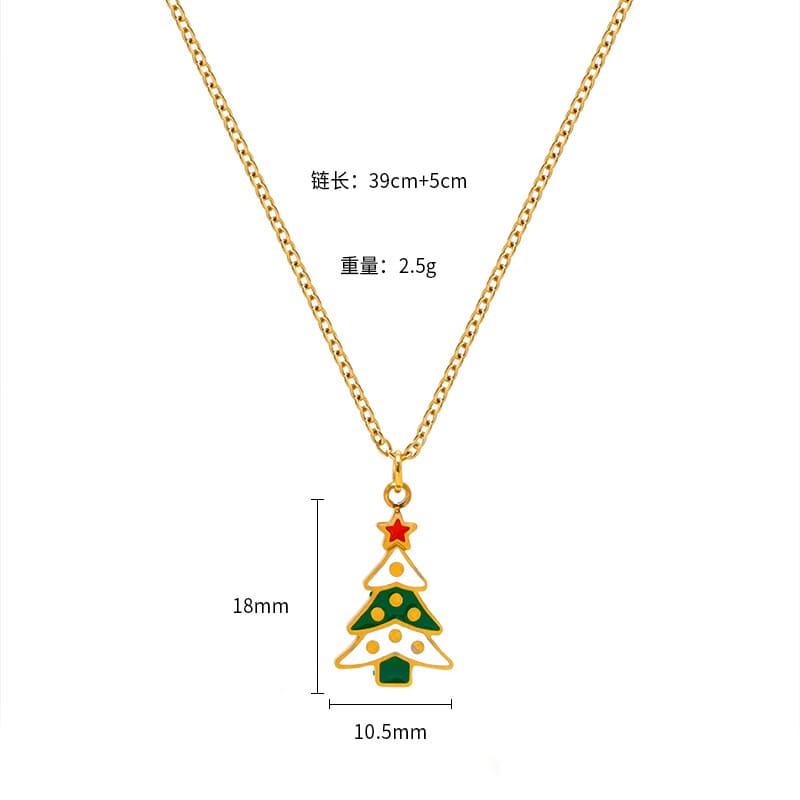 Colorful Cute Bell Santa Elk Christmas Necklace Pendant