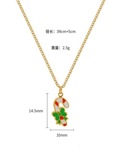 Colorful Cute Bell Santa Elk Christmas Necklace Pendant