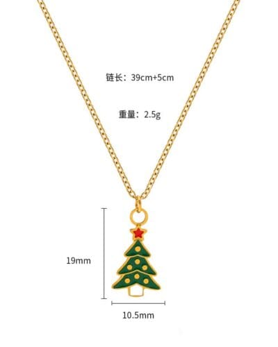 Colorful Cute Bell Santa Elk Christmas Necklace Pendant