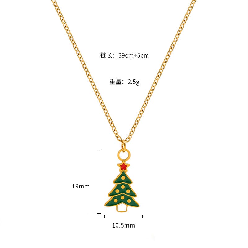 Colorful Cute Bell Santa Elk Christmas Necklace Pendant