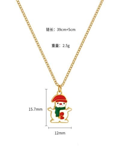 Colorful Cute Bell Santa Elk Christmas Necklace Pendant