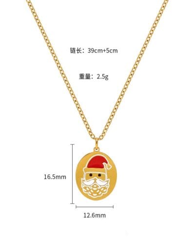 Colorful Cute Bell Santa Elk Christmas Necklace Pendant