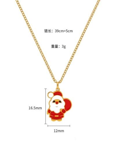 Colorful Cute Bell Santa Elk Christmas Necklace Pendant