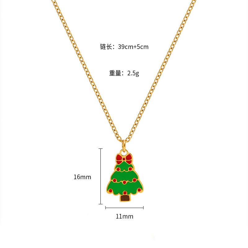 Colorful Cute Bell Santa Elk Christmas Necklace Pendant