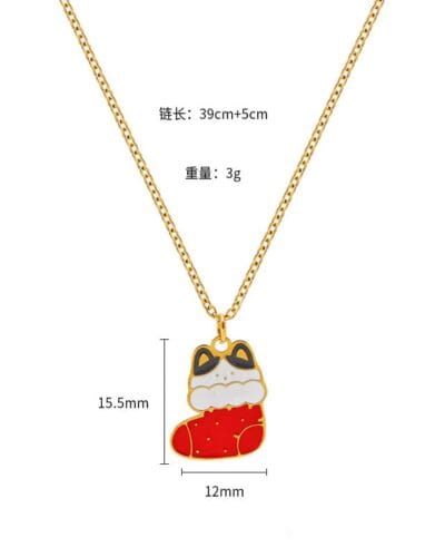 Colorful Cute Bell Santa Elk Christmas Necklace Pendant