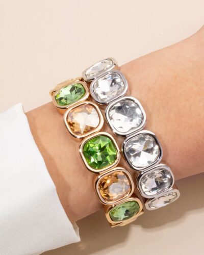 Colorful Elastic Cubic Diamond Bangle Bracelet