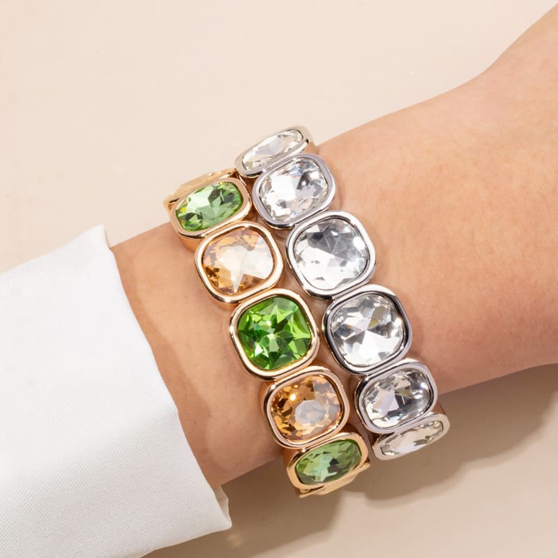 Colorful Elastic Cubic Diamond Bangle Bracelet