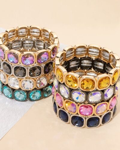 Colorful Elastic Cubic Diamond Bangle Bracelet