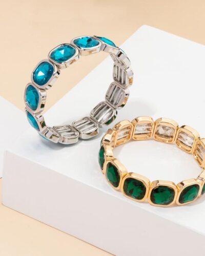 Colorful Elastic Cubic Diamond Bangle Bracelet