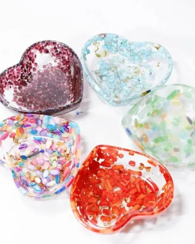 Colorful Heart Bowl Crystal Carvings Wholesale