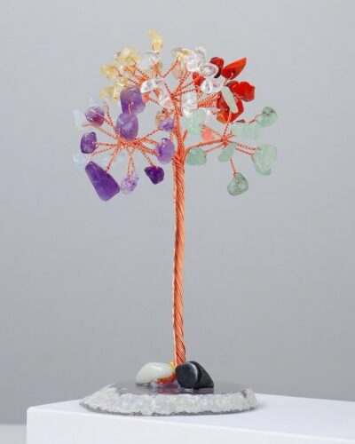 Simple Crystal Tree of Life and Chakras Agate Base Wholesale