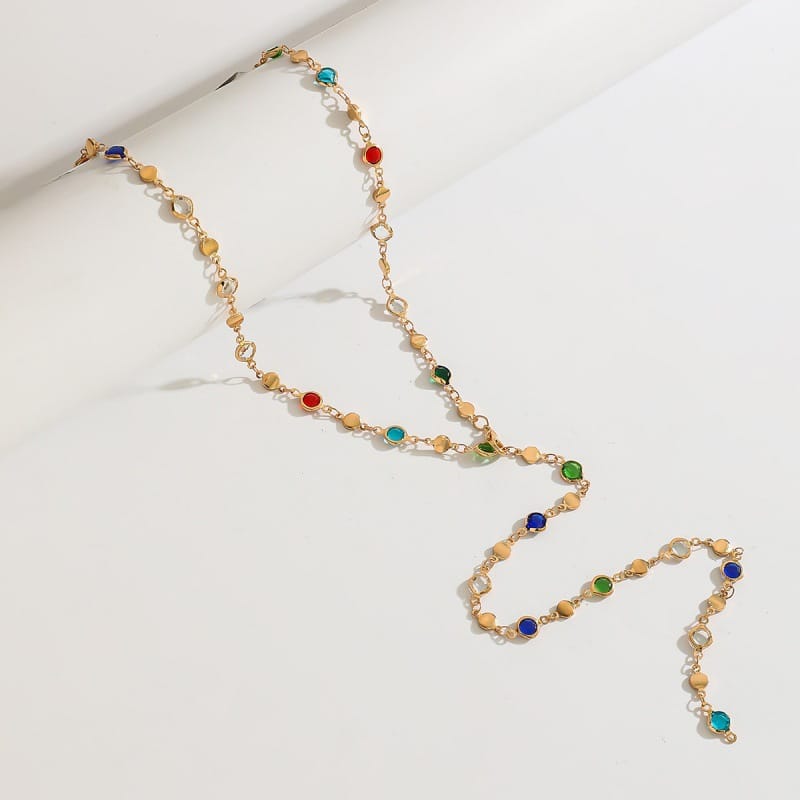 Colorful Y-Shaped Vintage Long Beaded Necklace for Her