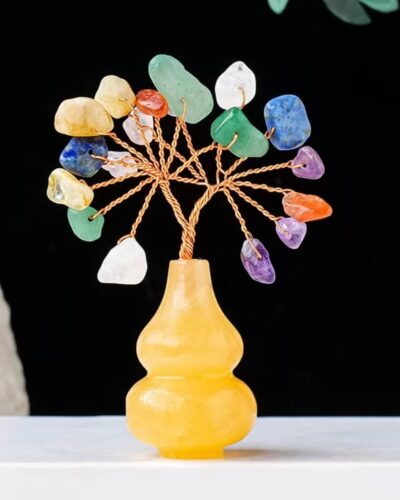 Small Crystal Ornaments Tree with Gourd-Shaped Base