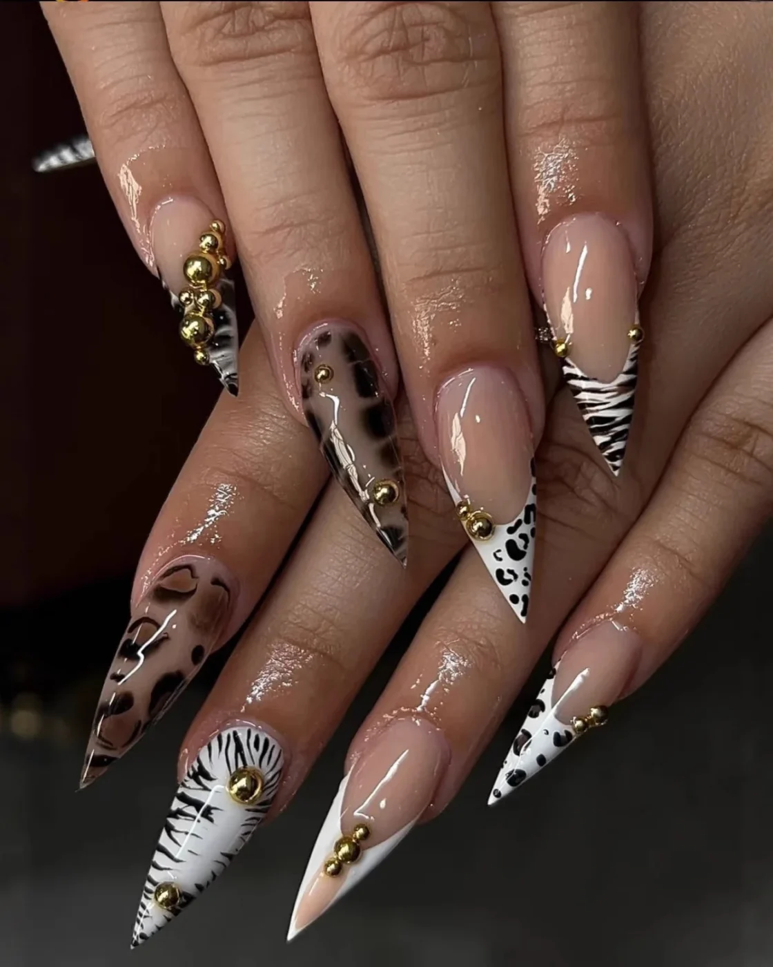 Cool Girl Leopard Long Stick On Stiletto Nails Wholesale 2