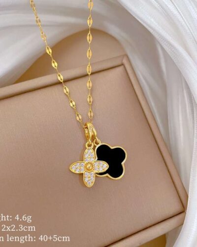 Alternatief beeld van Elegant Gold 4-Leaf Clover Pendant Necklace for Women